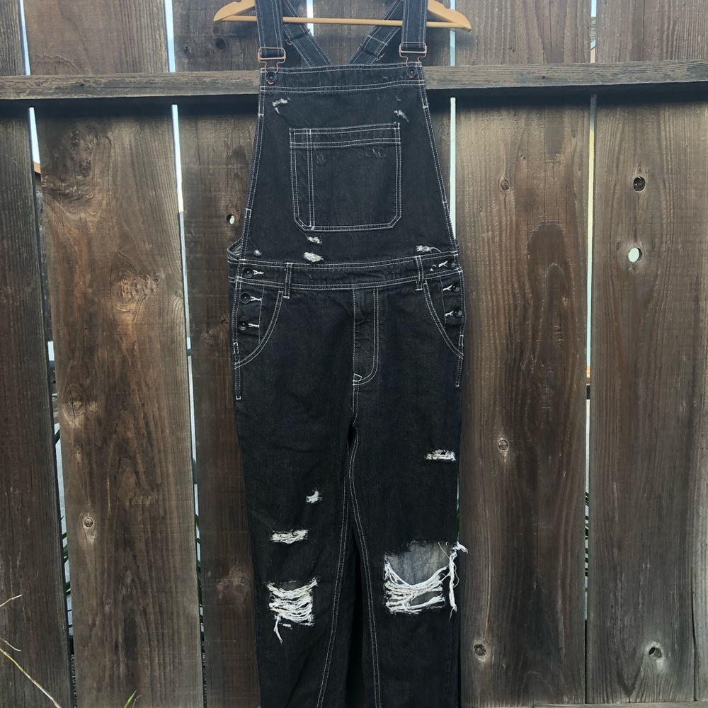 BDG black worn overalls